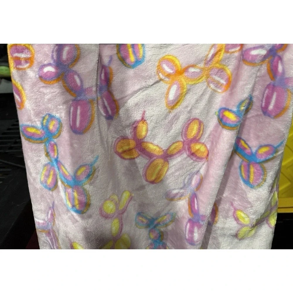 Rachel Roy Pink Balloon Dog PLUSH Throw Blanket Oversized 60x70